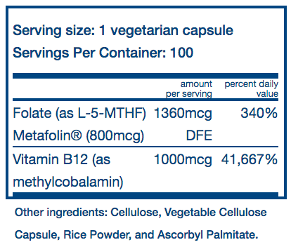 Vital Nutrients B-12   Methyl Folate Supply