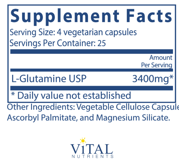 Vital Nutrients Glutamine 3400mg  Caps on Sale