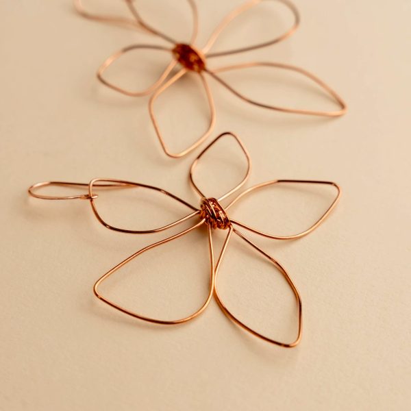 Novi Copper Wire Flower Earrings Online Hot Sale