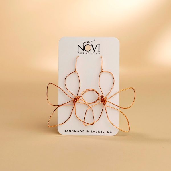 Novi Copper Wire Flower Earrings Online Hot Sale