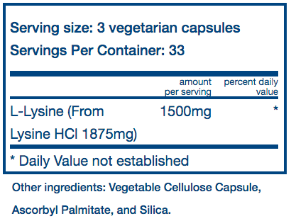 Vital Nutrients Lysine 500mg Online Sale