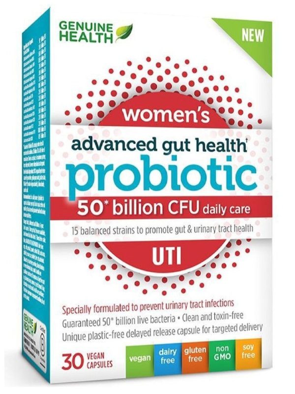 GENUINE HEALTH Advanced Gut Health Probiotic Womens UTI (50 Billion CFU - 30 caps) Online Hot Sale