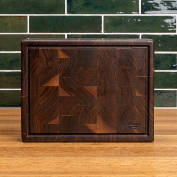 Walnut End Grain Rectangle Butcher Block with Juice Groove For Cheap