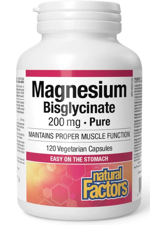 NATURAL FACTORS Magnesium Bisglycinate Pure (200 mg - 120 vcaps) Sale