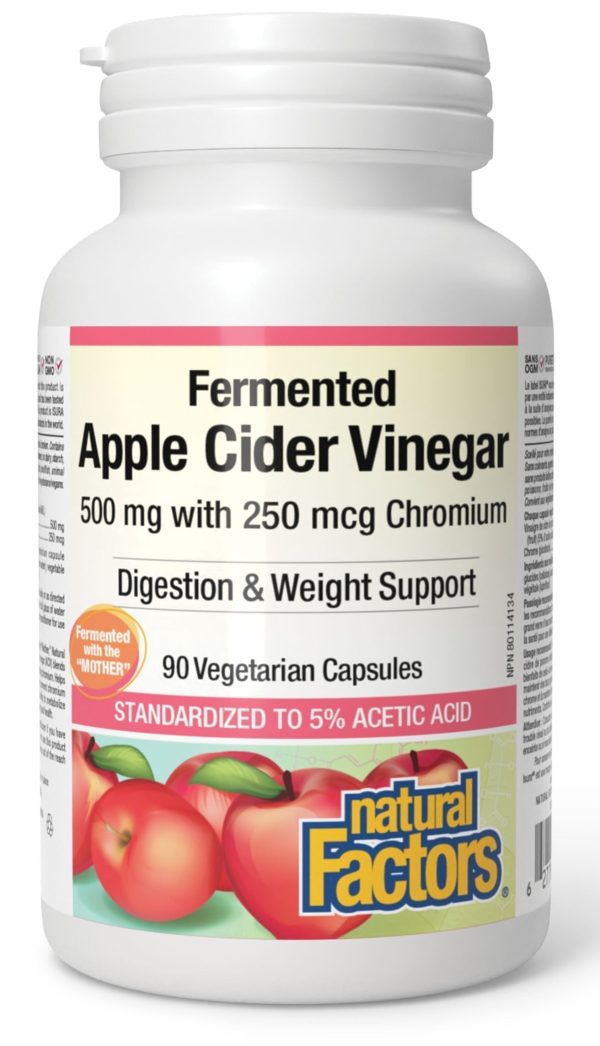 NATURAL FACTORS Fermented Apple Cider Vinegar (90 veg caps) Online Sale