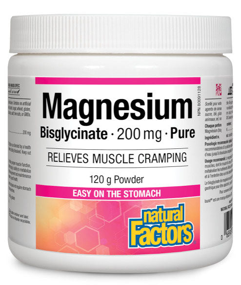 NATURAL FACTORS Magnesium Bisglycinate (200 mg - 120 gr) Hot on Sale