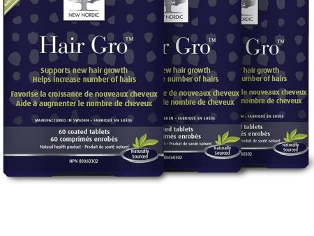 NEW NORDIC Hair Gro (60 caps) Pack of 3 Hot on Sale