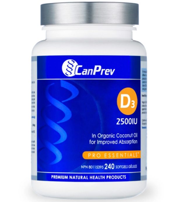 CANPREV D3 2500 IU Organic Coconut Oil 240 softgels For Discount