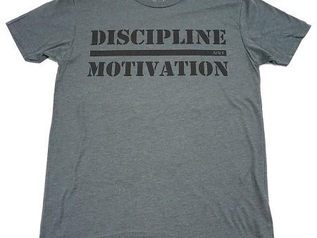 Discipline Over Motivation Tee Grey Blk Online now