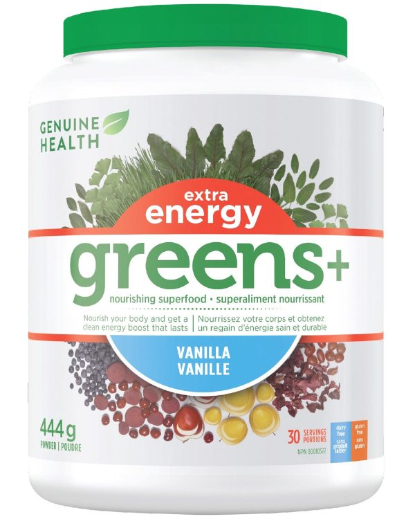 GENUINE HEALTH Greens+ Extra Energy (Vanilla - 30 servings) Online now