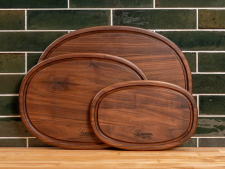 Walnut Oval Serving Board with Juice Groove Discount