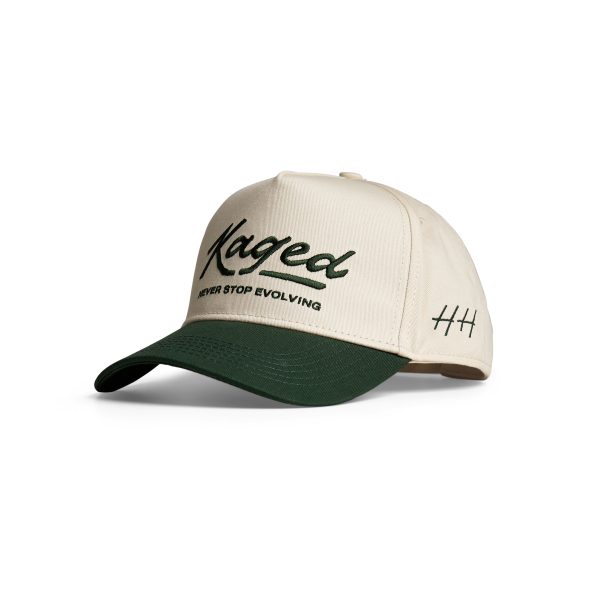 Kaged x Huega House | High-Profile Hat - Green & Natural For Cheap