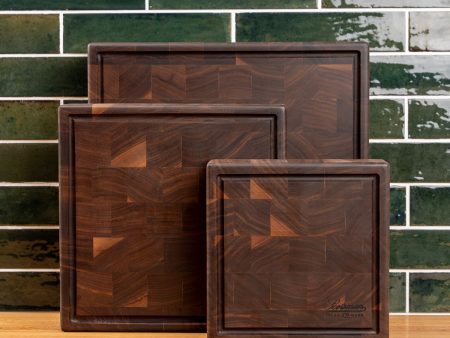 Walnut End Grain Square Butcher Block with Juice Groove Fashion