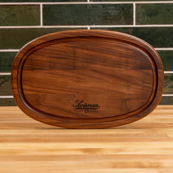 Walnut Oval Serving Board with Juice Groove Discount