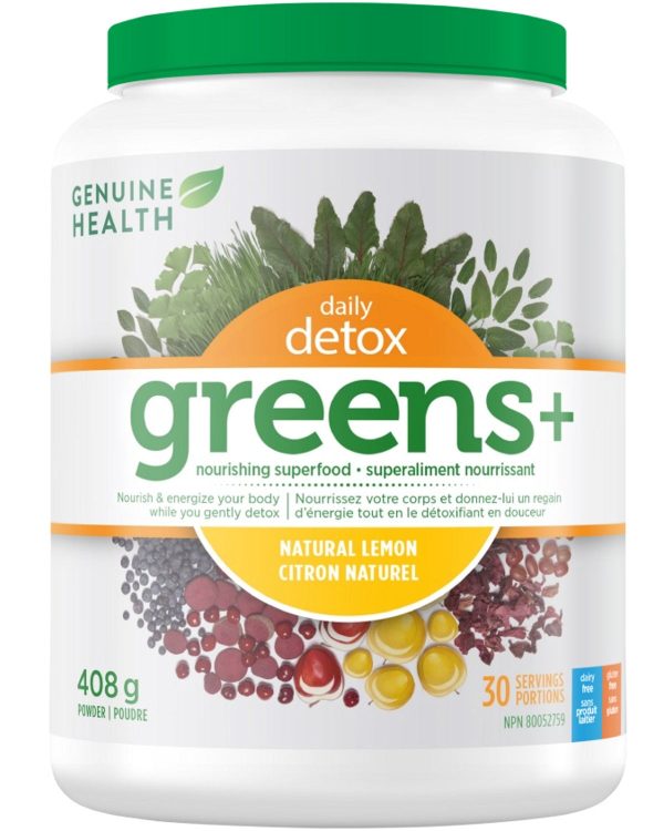 GENUINE HEALTH Greens+ Daily Detox (Natural Lemon - 408 gr) Supply